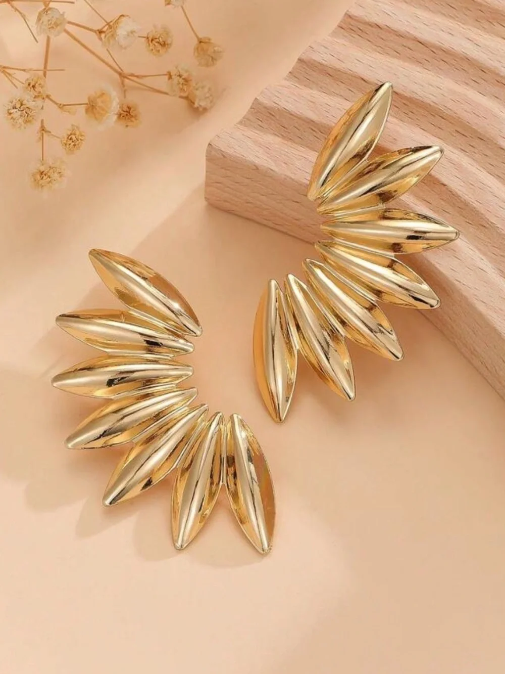Gold Sunburst Statement Earrings - Women's Jewelry